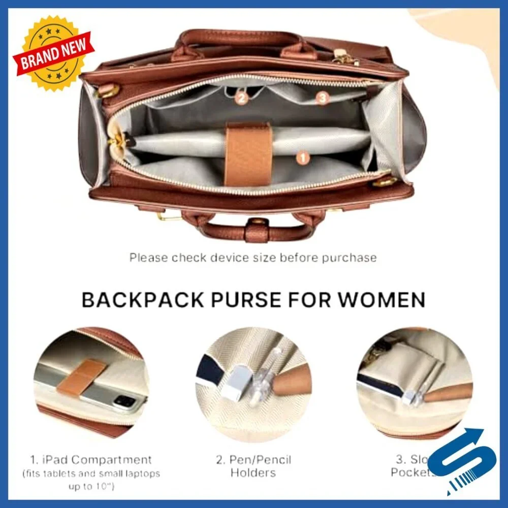 PU Leather Convertible Backpack Purse 4-in-1 Design with Removable Strap